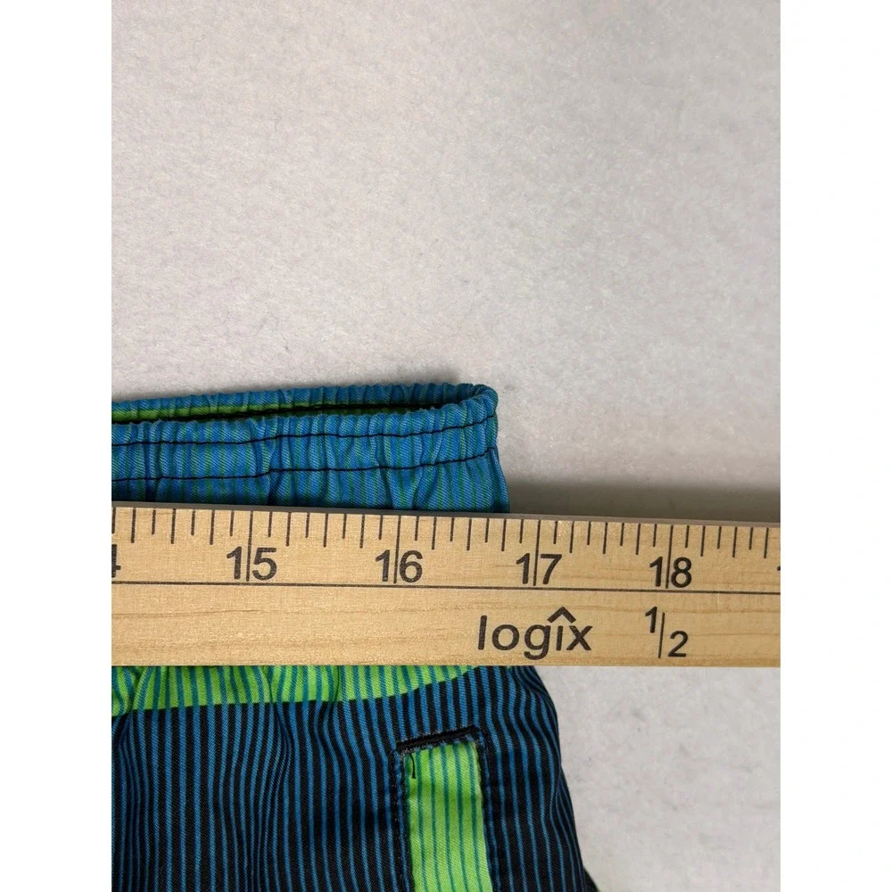 Nike Swim Trunks Men Large‎ Blue Green Striped Board Shorts NESS7480